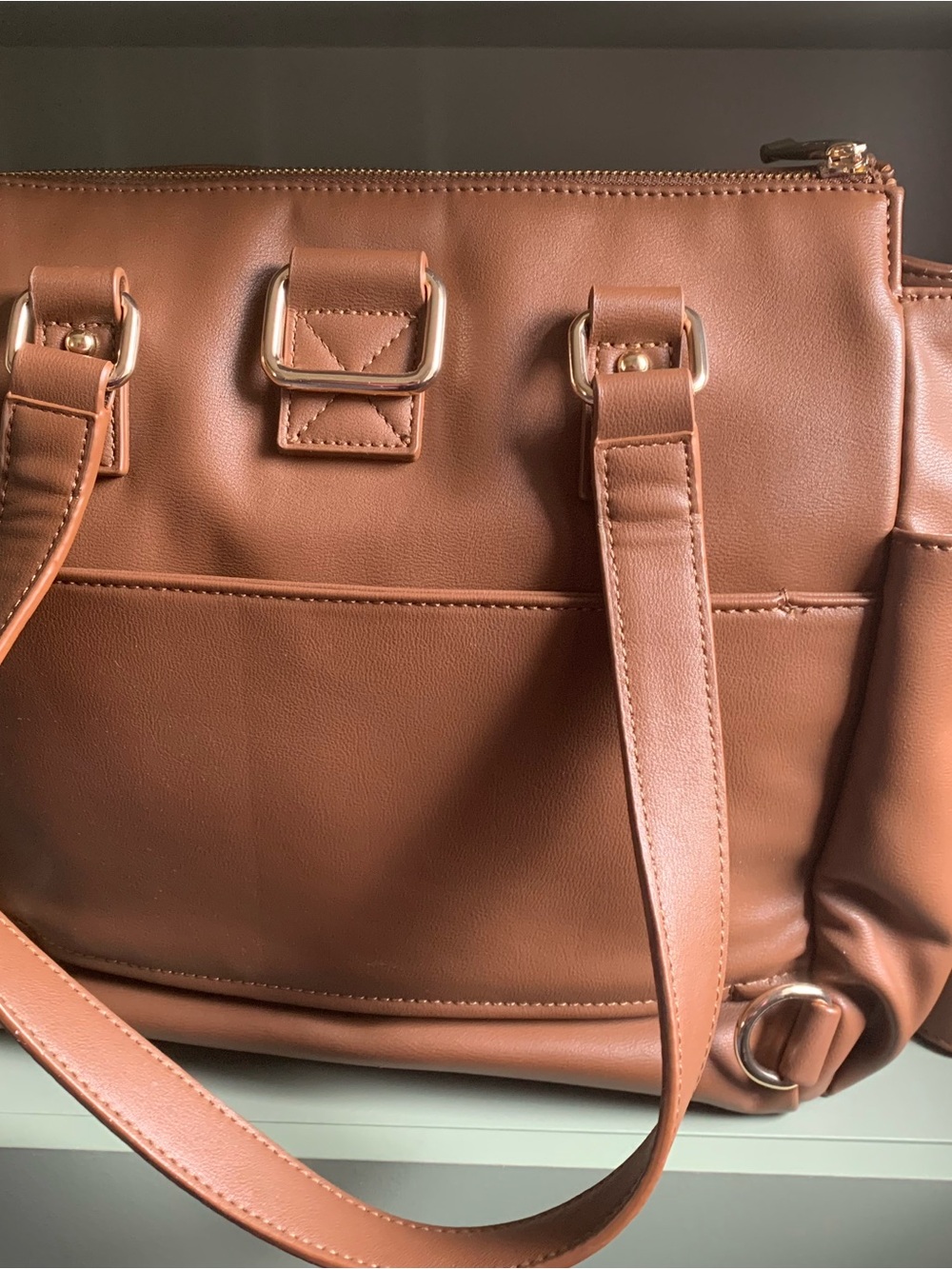 White Elm Mini Gemini Convertible Backpack Tote Bag-Coffee Brown w/cream lining! - Picture 2 of 13